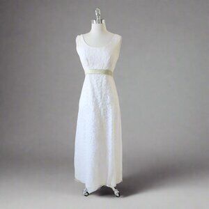 Vintage 60's White Lace Wedding Maxi Dress Gown S